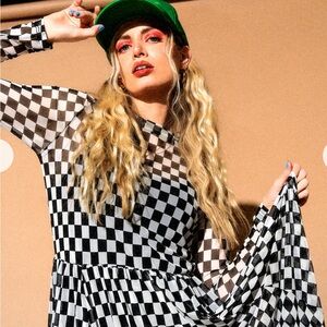 Women’s mesh checkered dress.